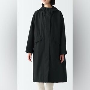 Muji Black Trench Coat Timeless Minimalist Design
